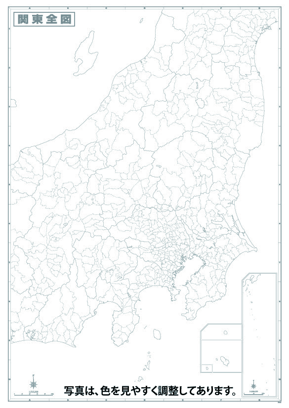 白地図 関東全図 地図のことなら塔文社