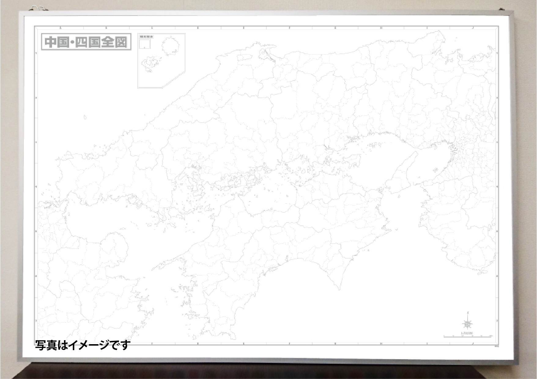 パネル A0判 白地図 中国 四国全図 地図のことなら塔文社