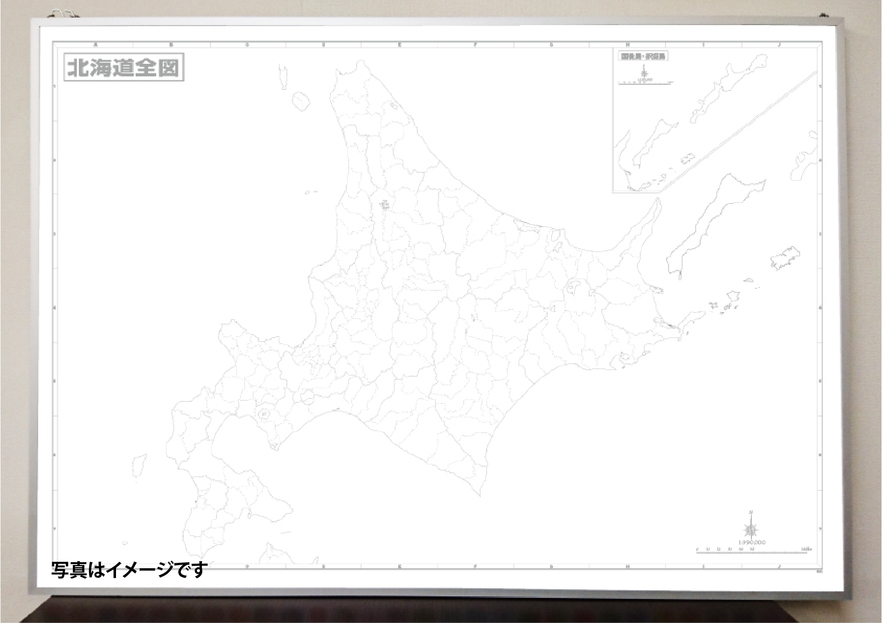 パネル B0判 白地図 北海道全図 地図のことなら塔文社