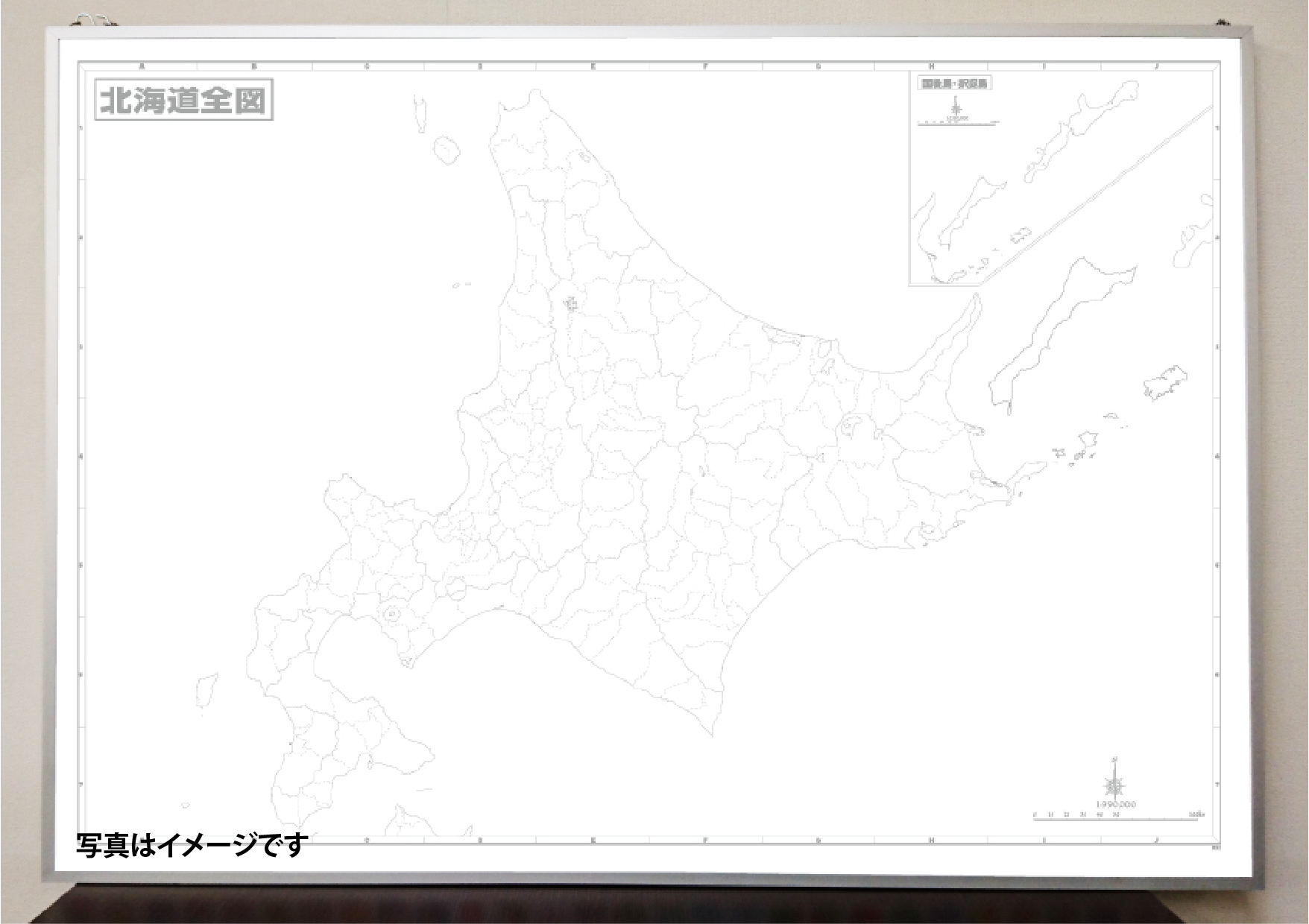 パネル A0判 白地図 北海道全図 地図のことなら塔文社