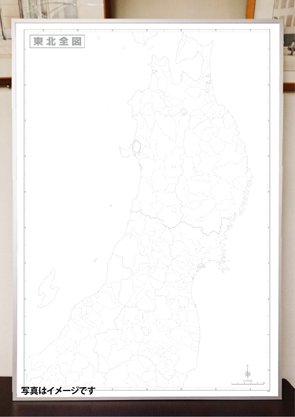 パネル B0判 白地図 東北全図 地図のことなら塔文社